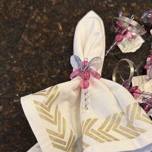 Pink and Purple Dragonfly Napkin Ring Set of 8